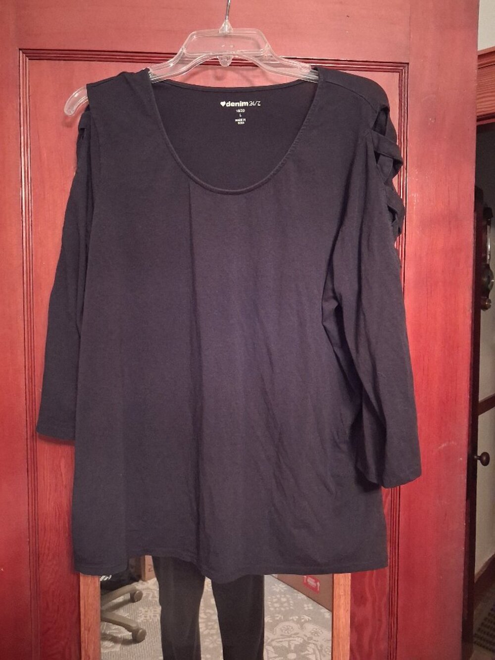 Black Lattice Strap Cold Shoulder Top
